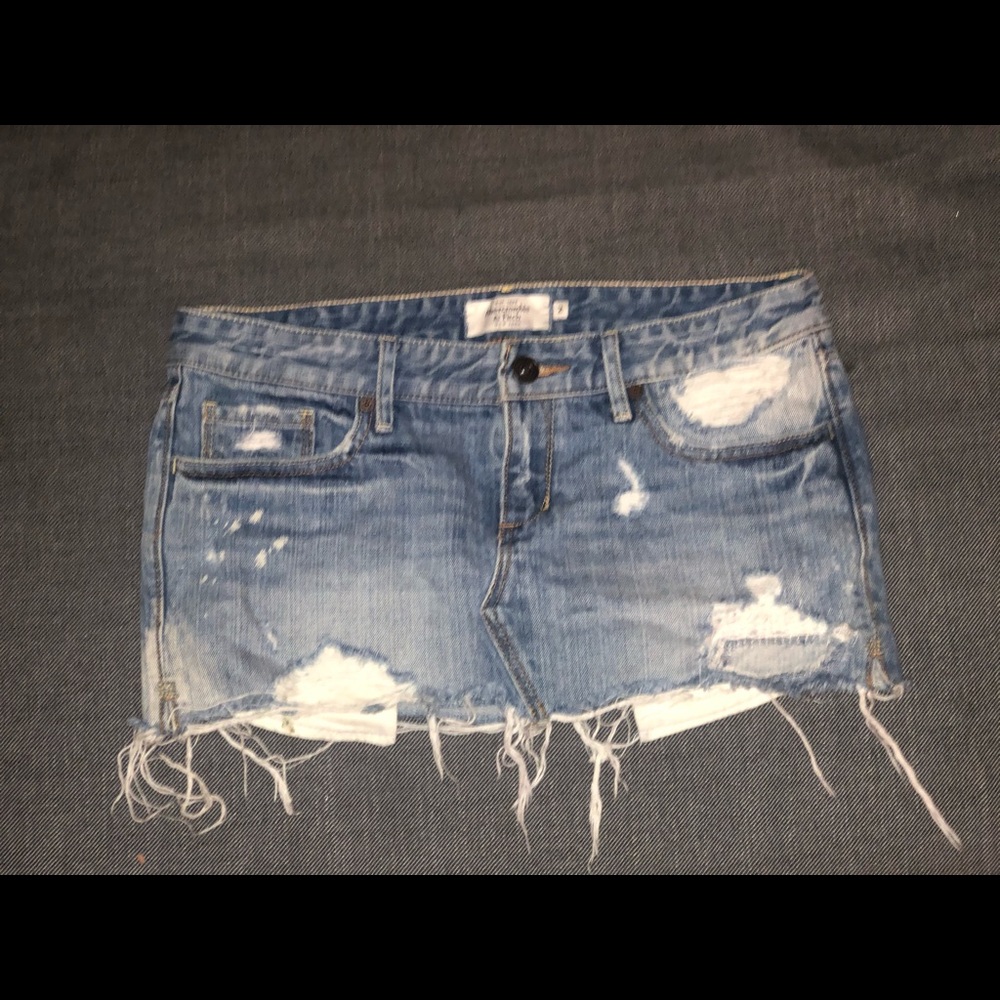 Abercrombie & Fitch denim distressed mini skirt
